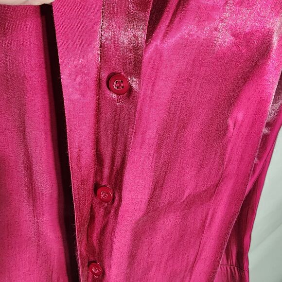 Chicos Women Tunic Top Size 2 Large Shimmery Shine Helaina LS Tukana Raspberry - Picture 6 of 12